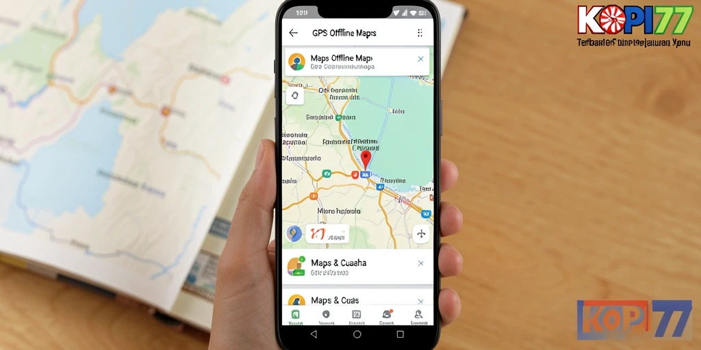 Tampilan antarmuka KOPI77 dengan peta GPS Offline yang detail.