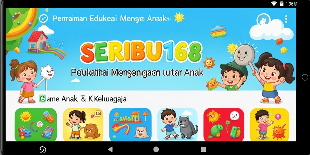 Tampilan antarmuka aplikasi Game Anak TK SERIBU168 yang ceria.