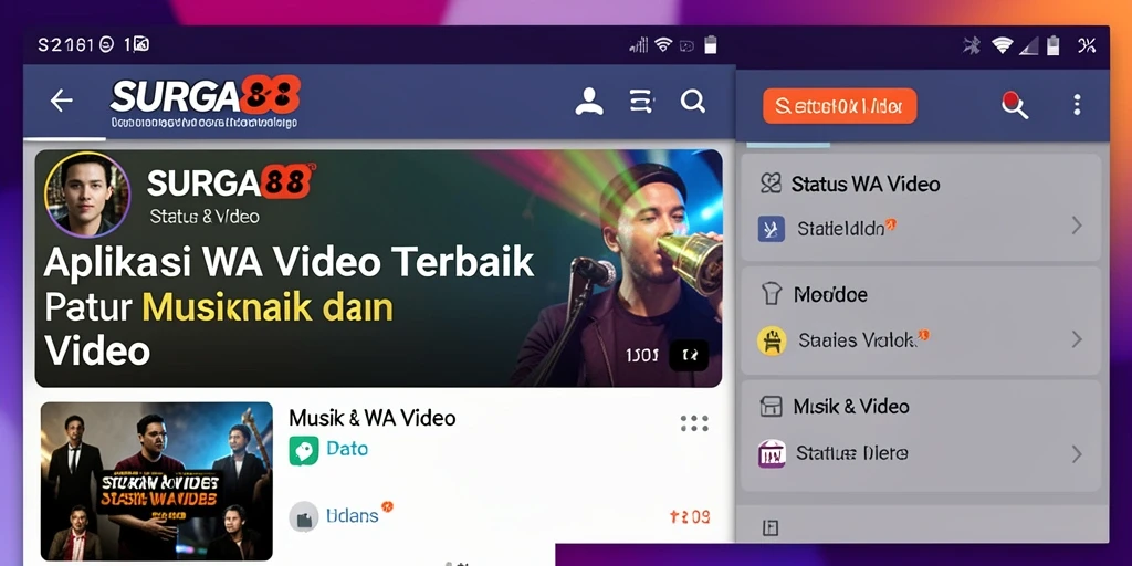 Antarmuka SURGA88 menampilkan berbagai pilihan video-status yang menarik.