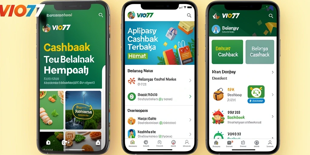 Tampilan antarmuka VIO77 dengan fitur cashback yang menarik.